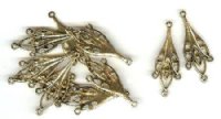 5 Pairs of 34x14mm Leaf Drop Antique Gold Earrings